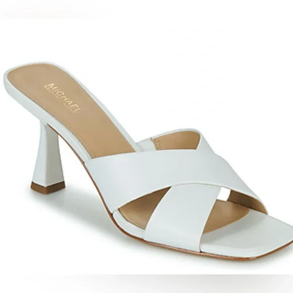 Michael Kors Shoes Michael Kors Clara White Leather Mules Slip